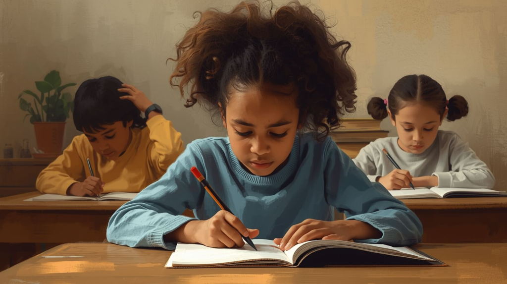 Children with different learning needs engaging in reading with support and structure
